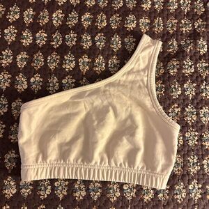 These Three One-Shoulder Cream Crop Top